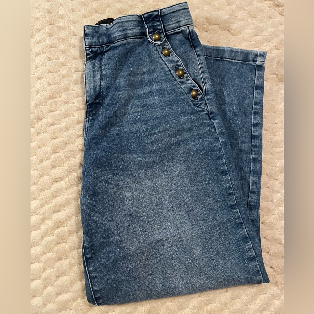 St. John’s Bay high rise Mariner Jeans with Button Detail sailor style size 14